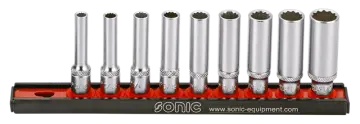 Flank socket set 1/4" 12-point deep on rail SAE 9-pcs. redirect to product page